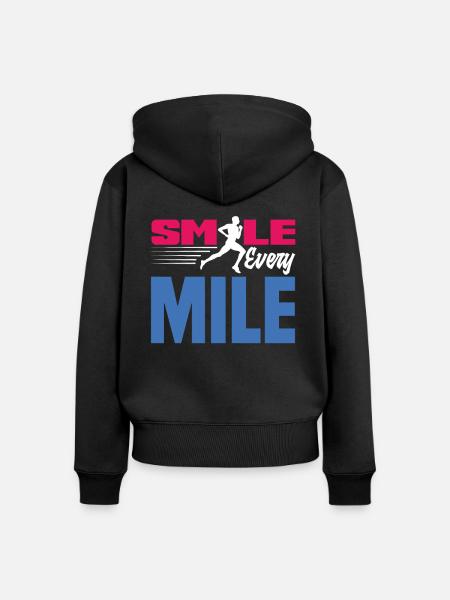 Lächle Bei Jedem Kilometer - Frauen Premium Bio Zip Hoodie - Schwarz