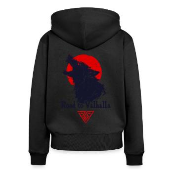 Howling Wolf Road to Valhalla Moon - Women's Premium Organic Zip Hoodie - black - Back - Julia (174cm)