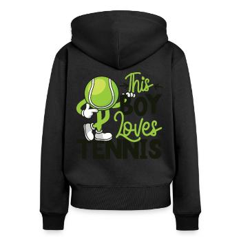 Funny Tennis Player Racket Boy - Frauen Premium Bio Zip Hoodie - Schwarz - Hinten - Julia (174cm)
