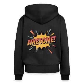 Rétro intemporel : T-shirt génial - Sweat à capuche zippé Premium bio Femme - noir - Dos - Julia (174cm)