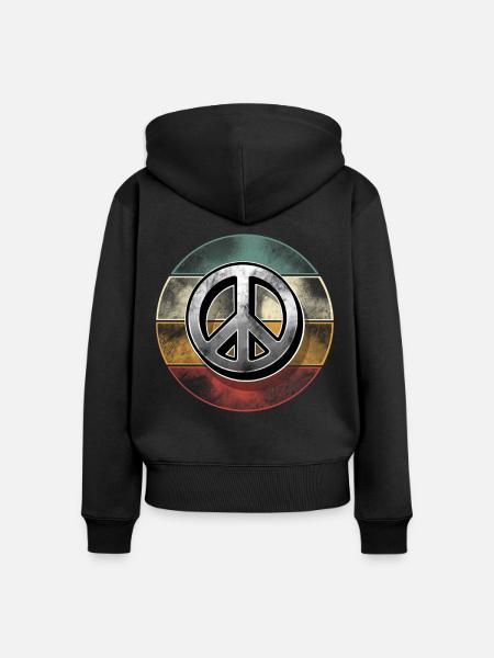 Peacezeichen - Frauen Premium Bio Zip Hoodie - Schwarz