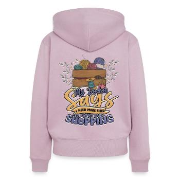 Tricot au crochet - Sweat à capuche zippé Premium bio Femme - rose poudré - Dos - Julia (174cm)