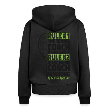 Funny Tennis Player Racket Coach - Frauen Premium Bio Zip Hoodie - Schwarz - Hinten - Julia (174cm)