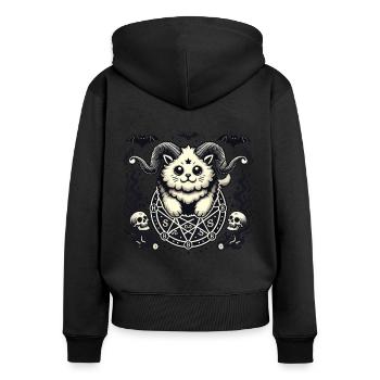 Cute Lucifer Cat Funny Cats Summoning - Women's Premium Organic Zip Hoodie - black - Back - Julia (174cm)