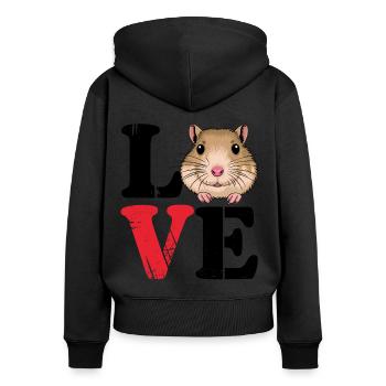 Amour Gerbille Dire Racing Rat Gerbil Cadeau - Sweat à capuche zippé Premium bio Femme - noir - Dos - Julia (174cm)
