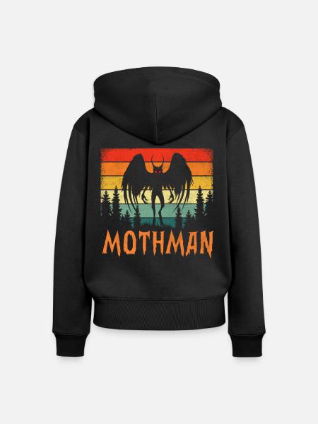 Retro Mothman - Frauen Premium Bio Zip Hoodie - Schwarz