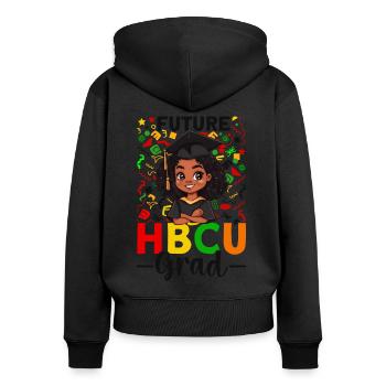 Future HBCU - Frauen Premium Bio Zip Hoodie - Schwarz - Hinten - Julia (174cm)