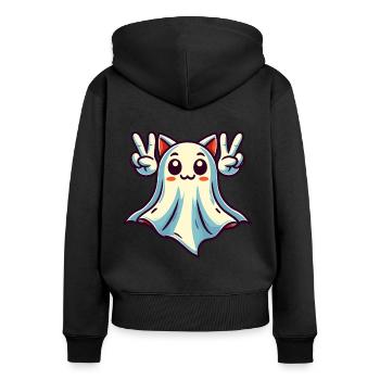 Katzenohren Gespenst Kemonomimi Girl Halloween - Frauen Premium Bio Zip Hoodie - Schwarz - Hinten - Julia (174cm)
