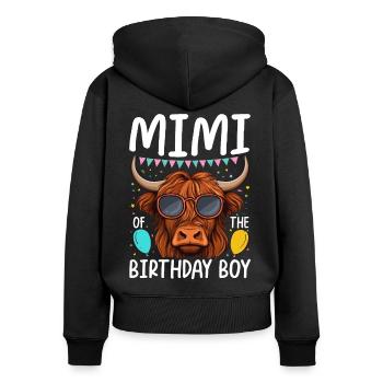 Mimi du garçon d’anniversaire - Sweat à capuche zippé Premium bio Femme - noir - Dos - Julia (174cm)