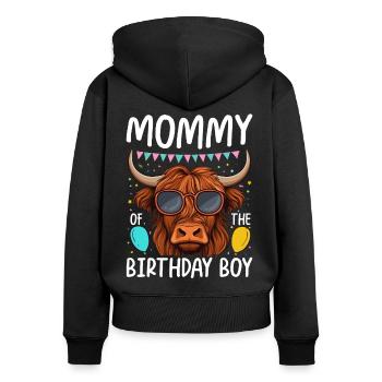 Mommy Of The Birthday Boy - Frauen Premium Bio Zip Hoodie - Schwarz - Hinten - Julia (174cm)
