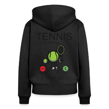 Funny Tennis Player Racket Phone - Women's Premium Organic Zip Hoodie - black - Back - Julia (174cm)