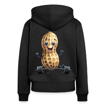 Peanut Bodybuilder Poids Musculation Musculation Haltères Poids - Sweat à capuche zippé Premium bio Femme - noir - Dos - Julia (174cm)