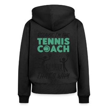 drôle joueur de tennis raquette jeu de mots voir - Sweat à capuche zippé Premium bio Femme - noir - Dos - Julia (174cm)