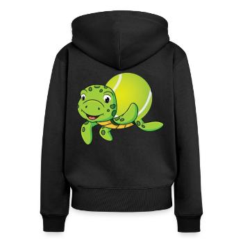 Drôle de joueur de tennis raquette chat - Sweat à capuche zippé Premium bio Femme - noir - Dos - Julia (174cm)
