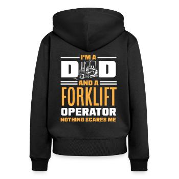 Ich Bin Ein Papa Und Ein Gabelstaplerfahrer Nichts - Frauen Premium Bio Zip Hoodie - Schwarz - Hinten - Julia (174cm)