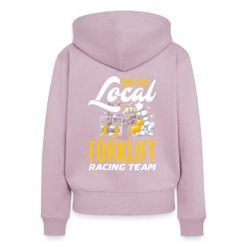 Trete Deinem Lokalen Gabelstapler-Rennteam Bei - Frauen Premium Bio Zip Hoodie - Altrosa - Hinten - Julia (174cm)
