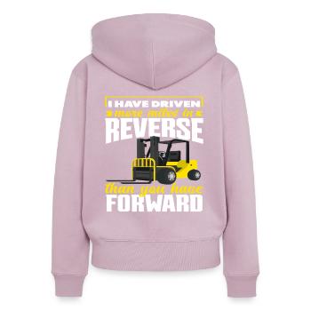 Ich Bin Mehr Rückwärts Gefahren - Frauen Premium Bio Zip Hoodie - Altrosa - Hinten - Julia (174cm)
