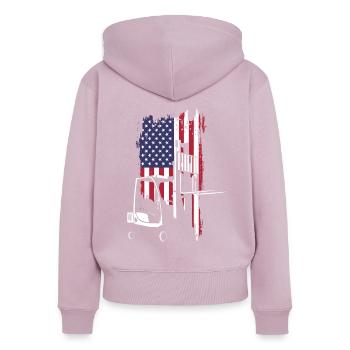 Gabelstapler Fahrer USA Flagge - Frauen Premium Bio Zip Hoodie - Altrosa - Hinten - Julia (174cm)