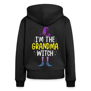 Je suis la grand-mère sorcière - Sweat à capuche zippé Premium bio Femme - noir - Dos - Julia (174cm)