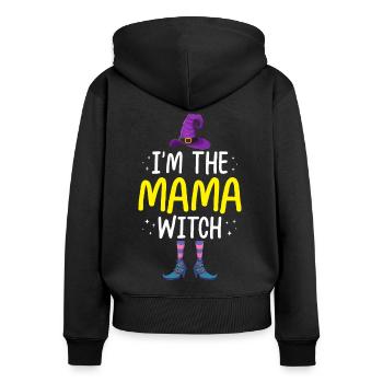 Je suis la maman sorcière - Sweat à capuche zippé Premium bio Femme - noir - Dos - Julia (174cm)