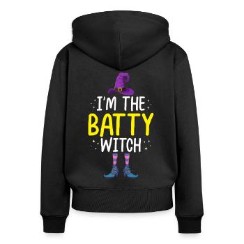 Je suis la sorcière battue - Sweat à capuche zippé Premium bio Femme - noir - Dos - Julia (174cm)