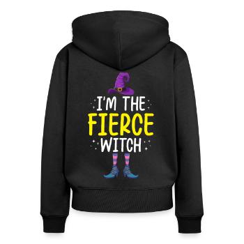 Je suis la sorcière féroce - Sweat à capuche zippé Premium bio Femme - noir - Dos - Julia (174cm)