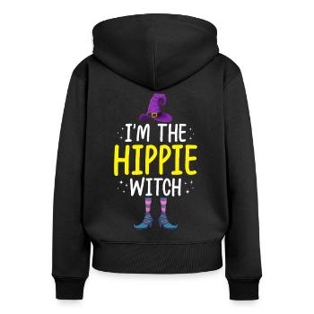 Je suis la sorcière hippie - Sweat à capuche zippé Premium bio Femme - noir - Dos - Julia (174cm)