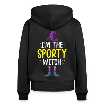 Je suis la sorcière sportive - Sweat à capuche zippé Premium bio Femme - noir - Dos - Julia (174cm)