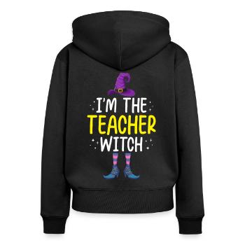 Je suis la sorcière enseignante - Sweat à capuche zippé Premium bio Femme - noir - Dos - Julia (174cm)