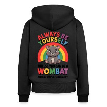 Wombat Spruch Australien Lustiges Wombats Geschenk - Frauen Premium Bio Zip Hoodie - Schwarz - Hinten - Julia (174cm)
