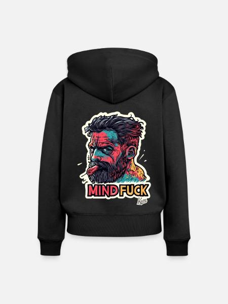 Harter Kerl Mind Fuck - Frauen Premium Bio Zip Hoodie - Schwarz