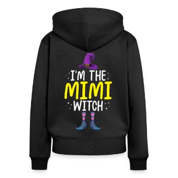 Je suis la sorcière Mimi - Sweat à capuche zippé Premium bio Femme - noir - Dos - Julia (174cm)