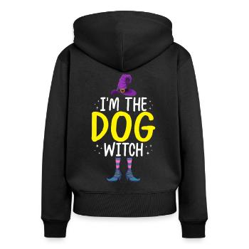 Je suis le chien sorcière - Sweat à capuche zippé Premium bio Femme - noir - Dos - Julia (174cm)