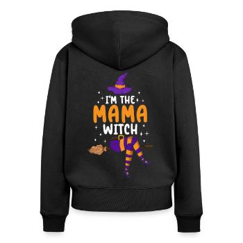 Je suis la maman sorcière - Sweat à capuche zippé Premium bio Femme - noir - Dos - Julia (174cm)