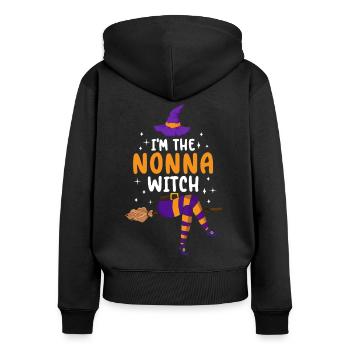 Je suis la sorcière Nonna - Sweat à capuche zippé Premium bio Femme - noir - Dos - Julia (174cm)