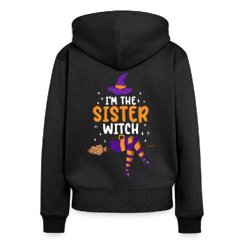 Je suis la sorcière - Sweat à capuche zippé Premium bio Femme - noir - Dos - Julia (174cm)
