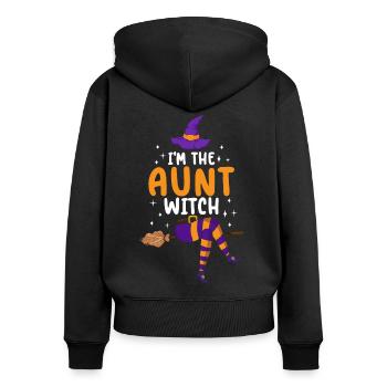 Je suis la tante sorcière - Sweat à capuche zippé Premium bio Femme - noir - Dos - Julia (174cm)
