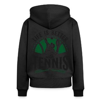 Drôle de joueur de tennis raquette la vie est - Sweat à capuche zippé Premium bio Femme - noir - Dos - Julia (174cm)