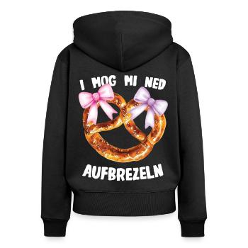 Bayern Volksfest Bretzel Bier Saufen - Frauen Premium Bio Zip Hoodie - Schwarz - Hinten - Julia (174cm)