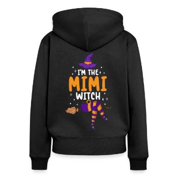 Je suis la sorcière Mimi - Sweat à capuche zippé Premium bio Femme - noir - Dos - Julia (174cm)
