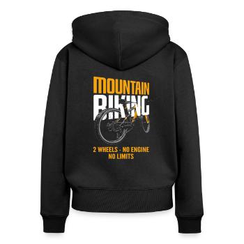 Mountain Biking - 2 Wheels No Motor No Limits - Women's Premium Organic Zip Hoodie - black - Back - Julia (174cm)