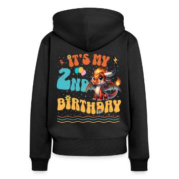 Dragon 2nd Birthday Dragon - Women's Premium Organic Zip Hoodie - black - Back - Julia (174cm)