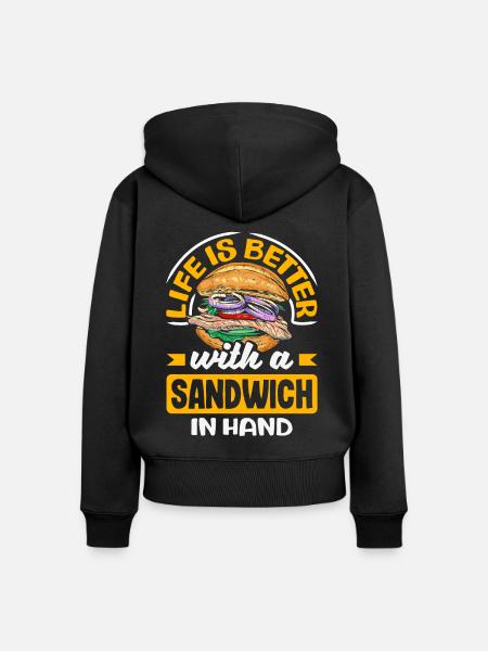 Sandwich Day Snack Celebration Sandwich - Frauen Premium Bio Zip Hoodie - Schwarz