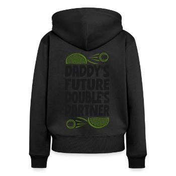 Funny Tennis Player Racket Daddy's - Frauen Premium Bio Zip Hoodie - Schwarz - Hinten - Julia (174cm)