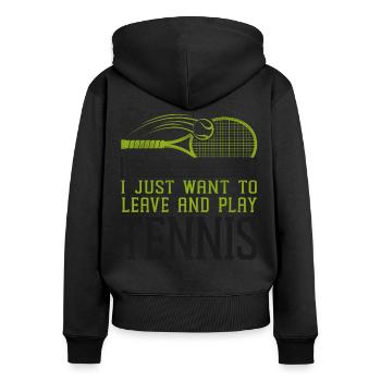 Funny Tennis Player Racket I Just - Frauen Premium Bio Zip Hoodie - Schwarz - Hinten - Julia (174cm)