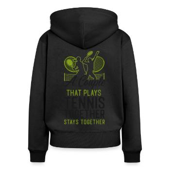 Funny Tennis Player Racket Couple - Frauen Premium Bio Zip Hoodie - Schwarz - Hinten - Julia (174cm)