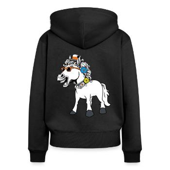 Cheval, Chevaux, Dame, Drôle, Drôle, Drôle, Gaule - Sweat à capuche zippé Premium bio Femme - noir - Dos - Julia (174cm)