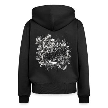Berlin Köpenick Souvenir Cöpenick Baroque Leaves - Women's Premium Organic Zip Hoodie - black - Back - Julia (174cm)