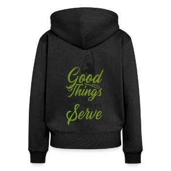 Drôle de joueur de tennis raquette bon - Sweat à capuche zippé Premium bio Femme - noir - Dos - Julia (174cm)