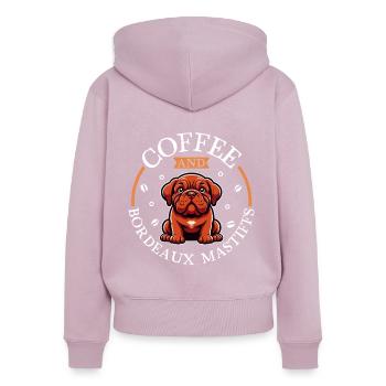 Kaffee und Bordeauxdogge - Frauen Premium Bio Zip Hoodie - Altrosa - Hinten - Julia (174cm)